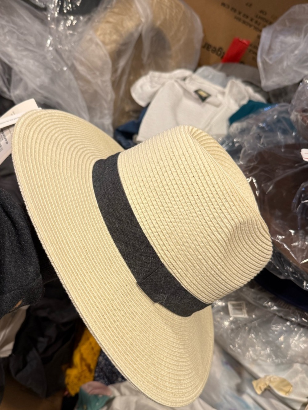 San Diego Hat Company Cream Wide-Brim Sun Hat with Black Band